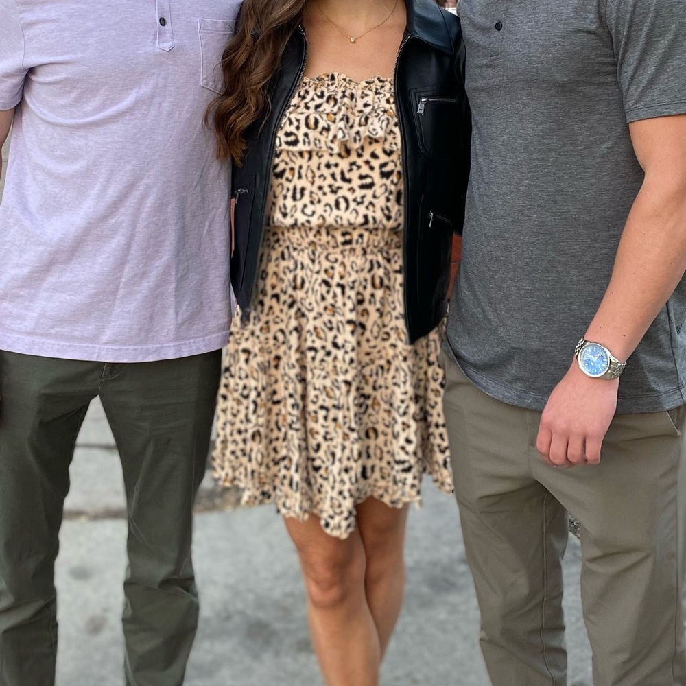 Strapless leopard print dress